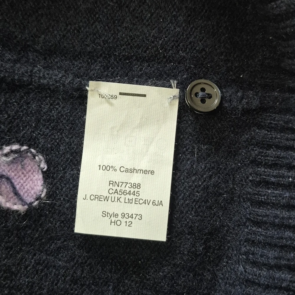 J. Crew Women Black and Purple Polka Dot Sweater